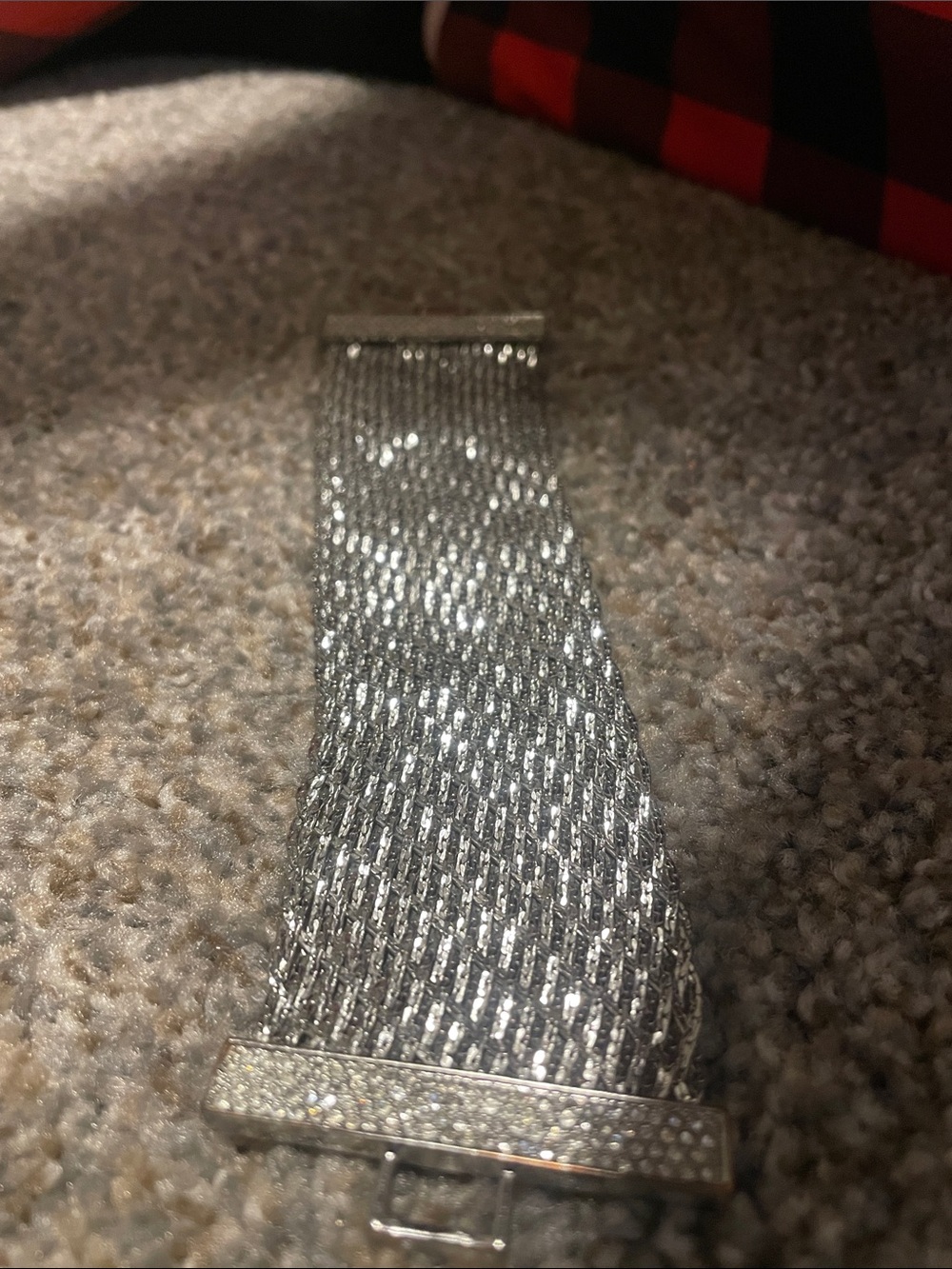 Silver Mesh Crystal-Trim Bracelet